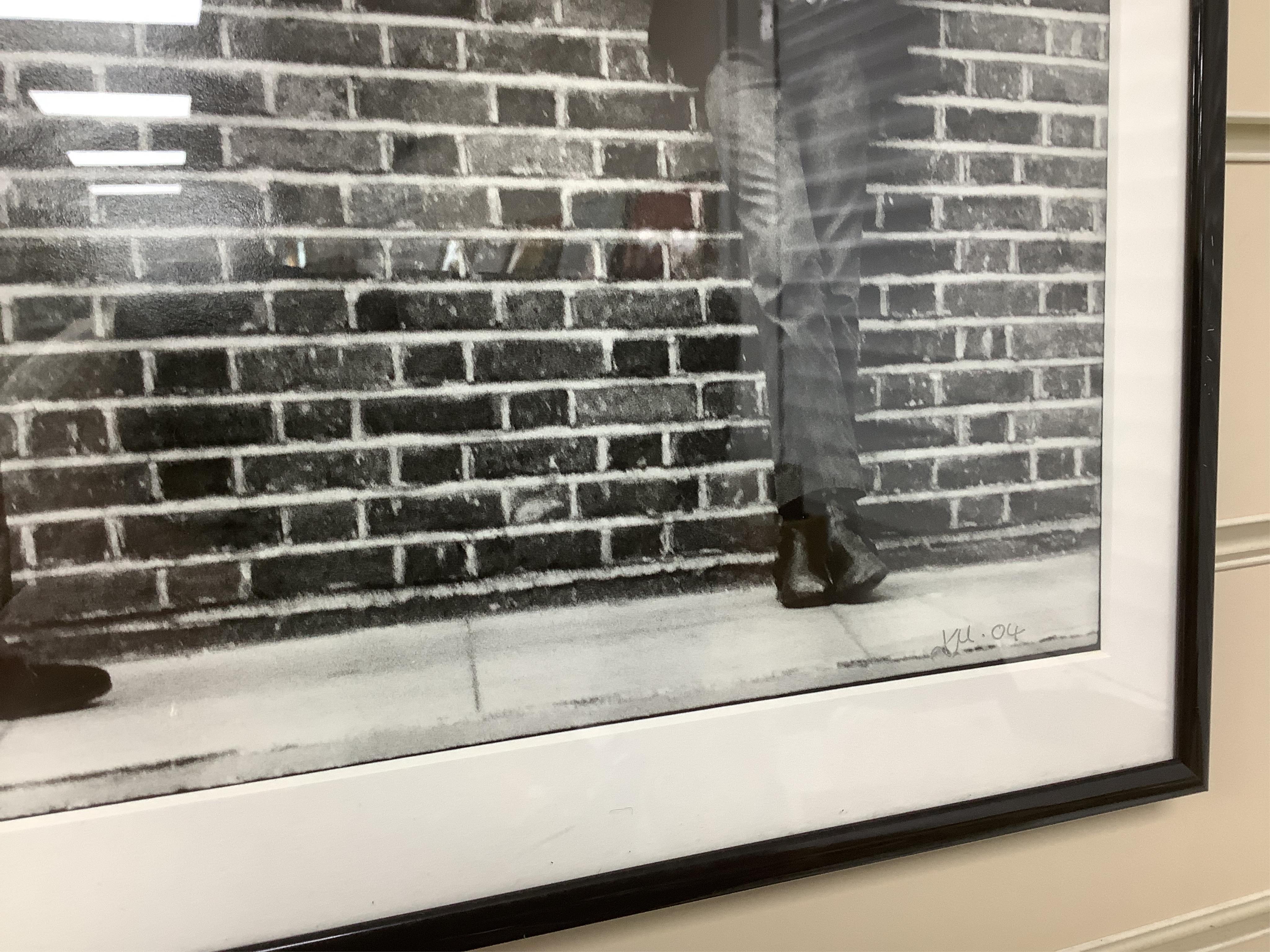 Keith Morris, two framed photographs of Nick Drake (as produced for the exhibition in 2004 at Redfern’s Music Picture Gallery), both initialled ‘KM.04’, larger frame 41cm x 51cm. Condition - good.